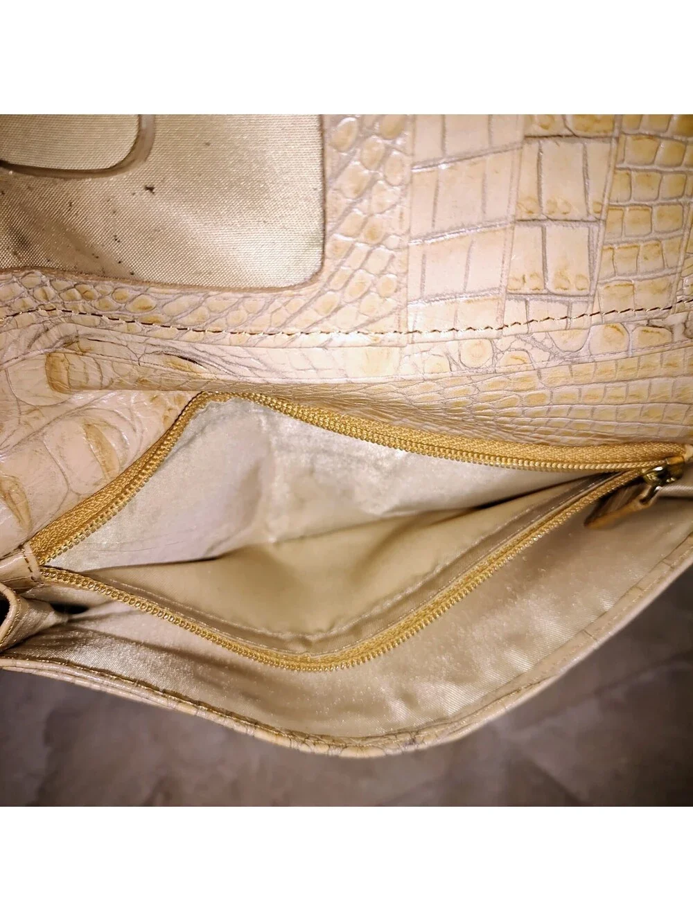Brahmin Ady Wallet Pecan/ Driftwood Melbourne Col Crocodile Embossed Leather